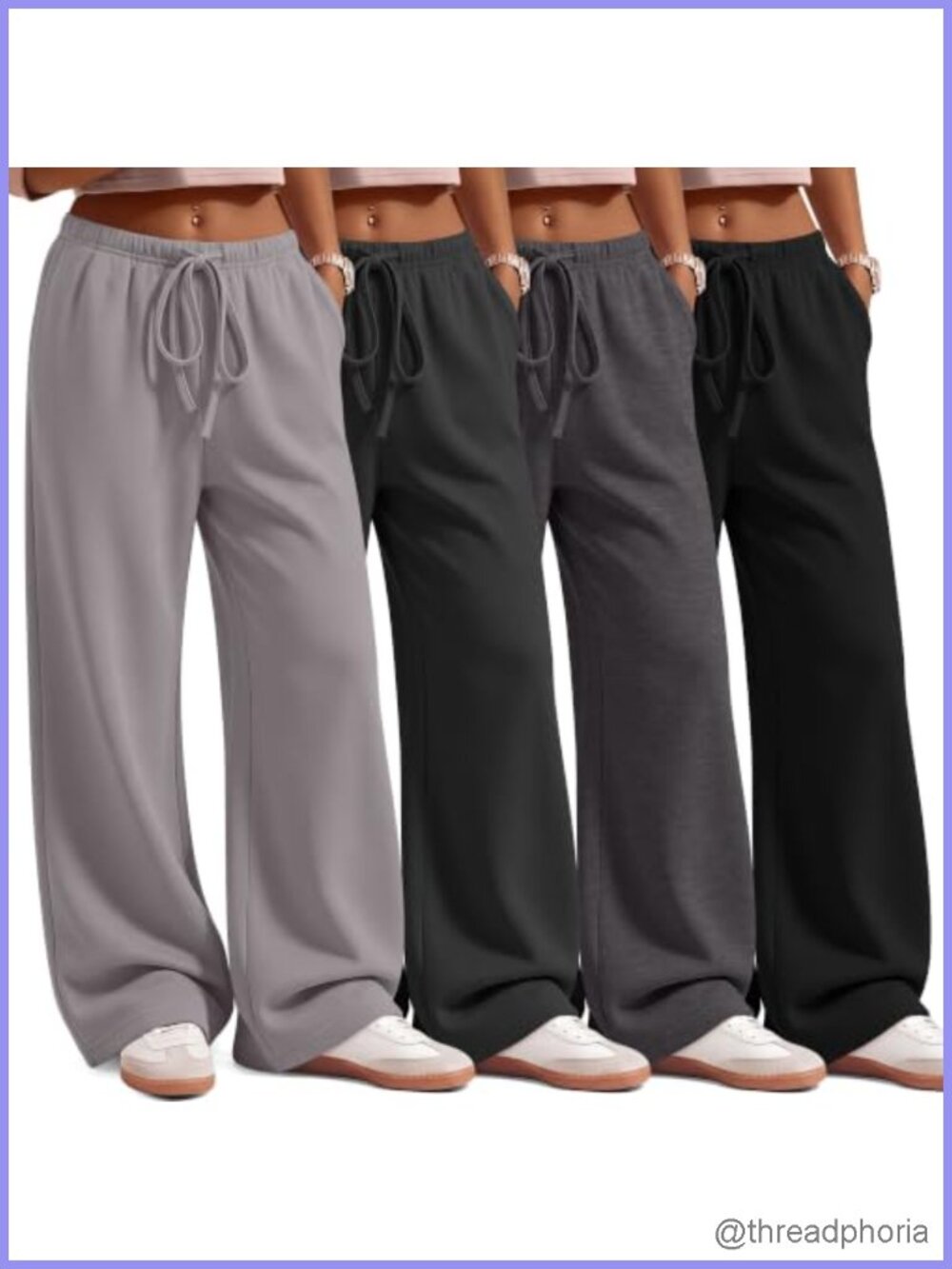 Women's 4-Pack Baggy Wide Leg Sweatpants with Pockets Drawstring Lounge Yoga